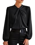 bequem Oberteil Damen Bluse lang Bowtie Shirt Fashion CL2199-1 L