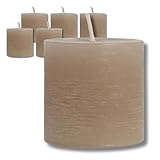 SCENTMOODS Rustik Stumpenkerzen Set - 6 Handgefertigte Taupe Kerzen - 5x5cm Lange Brenndauer - Natürliches Pflanzenwachs Ohne Palmöl - Unparfümiert