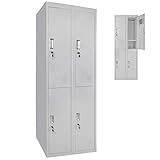 Spind Schließfachschrank Metallschrank Umkleideschrank Metallspind Lagerschrank Mehrzweckschrank 4 Fächer 180 x 60 x 50 cm, Farbe:Grau-Grau