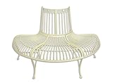 Decoratie Bank Gartenbank Parkbank halbrund alt-weiß Eisen Vintage Look 133,8 cm