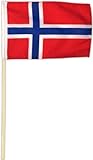 Fahne Flagge Norwegen 30 x 45 cm mit Stab