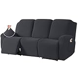 Generisch Sofabezüge, 1/2/3-Sitzer, Hochdehnbar Waschbar Superweich Liegesesselbezug, Jacquard-Spandex, Rutschfester Möbelschutz, für Haushalte mit Hunden, Haustieren und Kindern-Grey||3 Seater