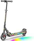 FanttikRide C9 Pro Elektroroller für Kinder ab 8 Jahren, Bunte Regenbogenlichter, 8/12/16 km/h, 8KM Reichweite, LED-Anzeige, Höhenverstellbar, Faltbar, für Jungen und Mädchen Schwarz