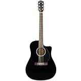 Fender CD-60SCE Dreadnought Akustikgitarre, Walnussgriffbrett, Schwarz