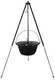 GRILLPLANET Original ungarischer Gulaschkessel 15 Liter emailliert | Dreibein-Gestell 130cm Teleskopgestell Kettenhöhenverstellung mit Gulasch-Topf, Suppentopf mit Deckel | Kesselgulasch Topf im Set