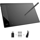Grafiktablett VEIKK A30 V2 mit 4 Sensortasten und einem Gestenpad, 10x6 Zoll Pen Tablet mit Batterielosem Stift und 8192 Professionellen Druckstufen, Kompatibel mit Win/Linux/Android/Mac