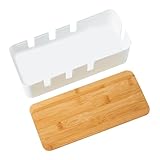 Kustimantu Kabel-Organizer-Box | Organizer für Steckdosenleisten – mit Holzdeckel für Steckdosenleisten im Wohnzimmer, Büro, Schreibtisch, Computer, TV, Küche, Zuhause, Arbeitsplatz