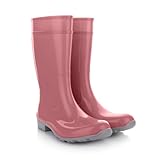 LEMIGO Damen Gummistiefel Wasserdicht Hohe Regenstiefel Gartenschuhe 967 Ilse (Puderrosa, 38)