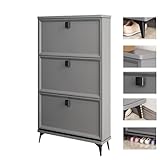 Schuhschrank Schuhregal Schuhkipper Schmal Weiss,Shoe Cabinet,Schuhkommode,Schuhregal Geschlossen,Schuhaufbewahrung Platzsparend,für Flur, Schlafzimmer, Ankleidezimmer Grün/Grau ( Color : Gray , Size