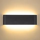 Schiele Wandleuchte 12W Wandlampe Innen 2800K Warmweiß 30cm Wandleuchte Schwarz Flurlampe Moderne Wandbeleuchtung Up Down Lampe Wand für Schlafzimmer Wohnzimmer Treppenhaus Korridor [Energieklasse F]