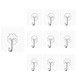 Maykafay Klebehaken Extra Stark, Haken Selbstklebend, 10 Stück Klebehaken Transparent Ohne Bohren (max 10 kg) Wandhaken Selbstklebend für Küche Bad Wand & Decke Aufhänger