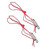 Alipis Notfallpfeifen 2 Stück Laute Outdoor Survival Pfeifen aus Edelstahl mit Nylonband Leichte Einrohr Überlebenspfeifen für Erwachsene und Senioren Beim Camping und Wildnis