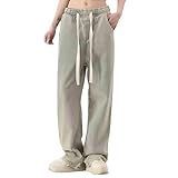 Straight Leg Jeans Damen High Waist Y2K Jeanshose Lang Weites Bein Freizeithose Große Größen Damenjeans Casual Bequeme Jogginghose Loose Einfarbig Jeans Weite Streetwear Mit Tunnelzug