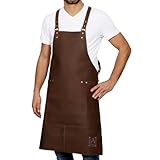 REDSALT® Premium Lederschürze 100% Büffel Leder 84x62cm Crossback braun | Profi BBQ Grillschürze | Arbeitsschürze Küche Gastronomie Bar Barista | Kochschürze Küchenschürze Schürze Geschenke für Männer