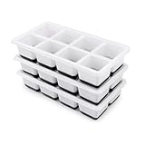 3 Pack Große Silikon Eiswürfelform mit Deckel BPA Frei, Eiswürfelbehälter Stapelbar, Sichere Gesunde Eiswürfel Form für Babybrei Cocktail Whiskey Kaffee (Schwarz)