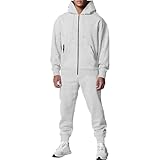 Generisch 23 frühling Herbst männer Verdickte Feste Farbe Doppel Tasche Hoodie Schlanke Hoodie Jogginghose Casual Anzug Weste Leuchtend (White, XL)