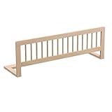 CADANI Kinder Bettgitter Baby Bettschutzgitter klappbarer Rausfallschutz aus Massivholz für Elternbett und Kinderbett Natur 140x40 cm
