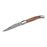 Herbertz Taschenmesser, 71 Lagen Damaststahl, Quittenholz, verzierte Rückenfeder, scharfes Klappmesser & Outdoor-messer für Camping, Wandern oder Jagd