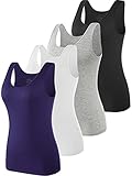 Ymmchy Tank Tops für Damen Unterhemd Stretch Workout Tops 4-er Pack Black/Gray/White/DB M