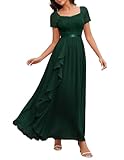 Wedtrend Brautkleid Lang Blush Abendkleid Damen Cocktailkleider Elegant mit Split RWT0301 DarkGreen M