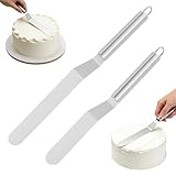 2 Stück Winkelpalette Edelstahl Set,Tortenmesser,Zwei Verschiedene Größen von Tortenmessern aus Rostfreiem Stahl,Angled Icing Spatula Tortenmesser,zum Backen, Torten selber machen, Tortendekoration