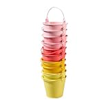 Klocke Dekorationsbedarf Bunte Zink Eimer Set´s - Deko Eimer mit Metallbügel für Pflanzen, Geschenke & Deko - Bunte Mini Blumentöpfe - Party & Garten (Gelb Mix, 5 St. D16H14cm)