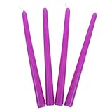 ULTECHNOVO 4 Stück hohe Stabkerze Unmittelbare Kerzen Unparfümierte Stabkerzen, Großpackung hohe Spitzkerzen farbige Spitzkerzen einzigartige Stabkerzen Stabkerzen Paraffin Violett