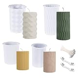 4 Stück Kerzen Formen Gießen Set mit kerzendocht, Kerzenformen Zum Gießen Silikon, Silikonformen Gießformen, Kerzen Selber Machen Set Formen