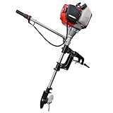 CROSSFER Bootsmotor BM 1.2PS / Außenborder Benzin Motor 1 Zylinder 4 Takt Luftkühlung mit Primer/Fliehkraftkupplung/leicht und gut transportabel/inkl. Bordwerkzeug