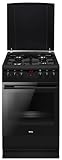 Amica SHEG 904 000 SM Standherd/mit Gaskochfeld und Elektro-Backofen / 50cm Breite/Schwarz-matt/Timer / 11 Backofenfunktionen z. B. Heißluft