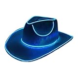 Leuchtender Cowboy-Cowgirl-Hut, LED, leuchtet im Dunkeln, Disco-Kappen, glitzernde Neon-Hüte, Disco-Hut, Western-Kostüm, Zubehör, mehrfarbig, für Halloween, Weihnachten, Geburtstag, Hochzeit