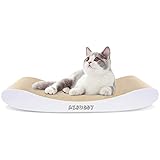 Aibuddy Kratzbaum für Katzen, geschwungene Form, wendbar, aus Karton, Lounge-Bett mit Bio-Katzenminze, 44 x 25 x 7 cm, hochwertiger Karton und Konstruktion