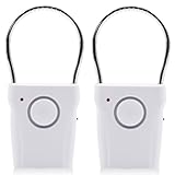 2 Stück Türgriff Alarm 120dB, Elektronischer Alarmanlage Tür- und Fensteralarm mit Vibrations- & Touch Sensor, Kabelloses Einbruchschutz Alarmsystem für Zuhause, Hotel, Büro, Wohnmobil Weiß