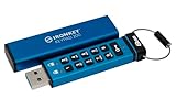 Kingston IronKey Keypad 200 8GB Verschlüsselter USB | Alphanumerische Tastatur | Multi-Pin-Zugang | XTS-AES 256-bit | FIPS 140-3 Level 3 Zertifiziert (Ausstehend) | IKKP200/8GB, Blau