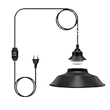 Industrielle Pendelleuchte Vintage mit 450 cm Kabel Pendelleuchte aus Metall mit Dimmschalter Kronleuchter Küche Stecker E27 Kit Pendelleuchte Schwarz für Pavillon