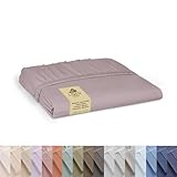 Spannbettlaken aus 100 % Perkal-Baumwolle, Doppelbettgröße, Mauve Lavendel, 1 tiefes Spannbetttuch, knackig und kühl, starke Bettwäsche