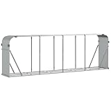 ACAGALA Kaminholzunterstand, Metall Kaminholzregal 300 x 45 x 100 cm, Brennholzregal Außen, Holzlager Brennholzlager, Verzinkter Stahl, Silber