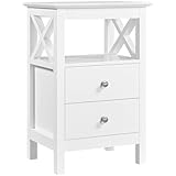 Yaheetech Nachttisch Nachtschrank mit 2 Schubladen Moderne Nachtkommode Boxspringbett Beistelltisch Ablagetisch für Schlafzimmer Wohnzimmer, 40x30x60 cm