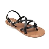 HEVA Damen Sommer Riemchensandalen Flache Sandalen...