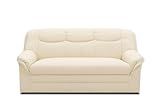 DOMO. collection Sofa Berlin, Leder, klassisches 3er Sofa, Polstergarnitur mit weichem Kunstleder und hochwertigem Federkern, 3 Sitzer 178 x 90 x 89 cm (BxTxH), beige (weiß)