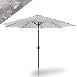 Raburg Sonnenschirm, Ø 300 cm, runder Gartenschirm, 8-eckiger Marktschirm, Stoff 160g/m2, Sonnenschutz UV50+, beidseitig neigbar, Kurbelsystem, Aluminium & Stahl, faltbar, Sunny Easy+, Silber-Grau