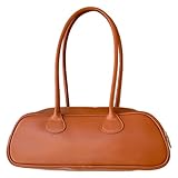 GETBSTOOP Damen-Mode-Bowlingtasche, PU-Leder, vielseitige Umhängetasche, einfarbig, Reißverschluss, Damen-Freizeithandtasche