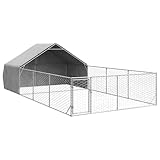 vidaXL Outdoor-Hundezwinger mit Auslauf 7x3x1,9 m Verzinkter...