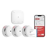 X-Sense Smart Rauchmelder XS01-M mit SBS50 Basisstation, Zertifiziert nach EN 14604, Funkrauchmelder mit WLAN, vernetzbarer Feuermelder, kompatibel mit der X-Sense Home Security App, FS31, 3 Stück