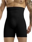 MISS MOLY Shapewear Boxershorts Herren Hohe Taille Kompressionsshorts Nahtloses Figurformende Unterwäsche Herren Body Shaper Bauch Kontrolle Bauch Weg Retroshorts(Schwarz,L)