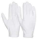 Baumwollhandschuhe, Anezus 3 Paar weiße Baumwollhandschuhe, Stoff-Servierhandschuhe für Ekzeme, feuchtigkeitsspendend, trockene Hände, Münzschmuck, Silber, Archivkostüm, Inspektion, mittlere Größe