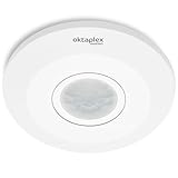 Oktaplex Ina Bewegungsmelder Innen 360 Grad 8m Reichweite LED geeignet weiß Aufputz 230V mit Dämmerungssensor
