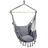 ZOLTA Hängesessel mit Kissen 130x95 cm - Indoor- und Outdoor Schlafzimmer, Camping und Garten - Hängematte - Hängeschaukel - Hängender Schaukelstuhl - Hammock für Kinder und Erwachsene - Boho Grau
