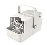 Silva Schneider Seifenblasenmaschine BM 3000 | tragbar, 3000–10000 Blasen/Min, 2–4 m Reichweite, mit 600+ Stickern, kindersicher, inkl. Seifenblasen-Konzentrat, Weiß