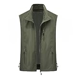 Herren Outdoor Weste Atmungsaktiv Anglerweste Sommer Schnelltrocknend Weste Vielen Taschen Weste Freizeit Ärmellos Jacke Camping Safari Fotografie Weste Angelweste Leichte Ärmellose Weste